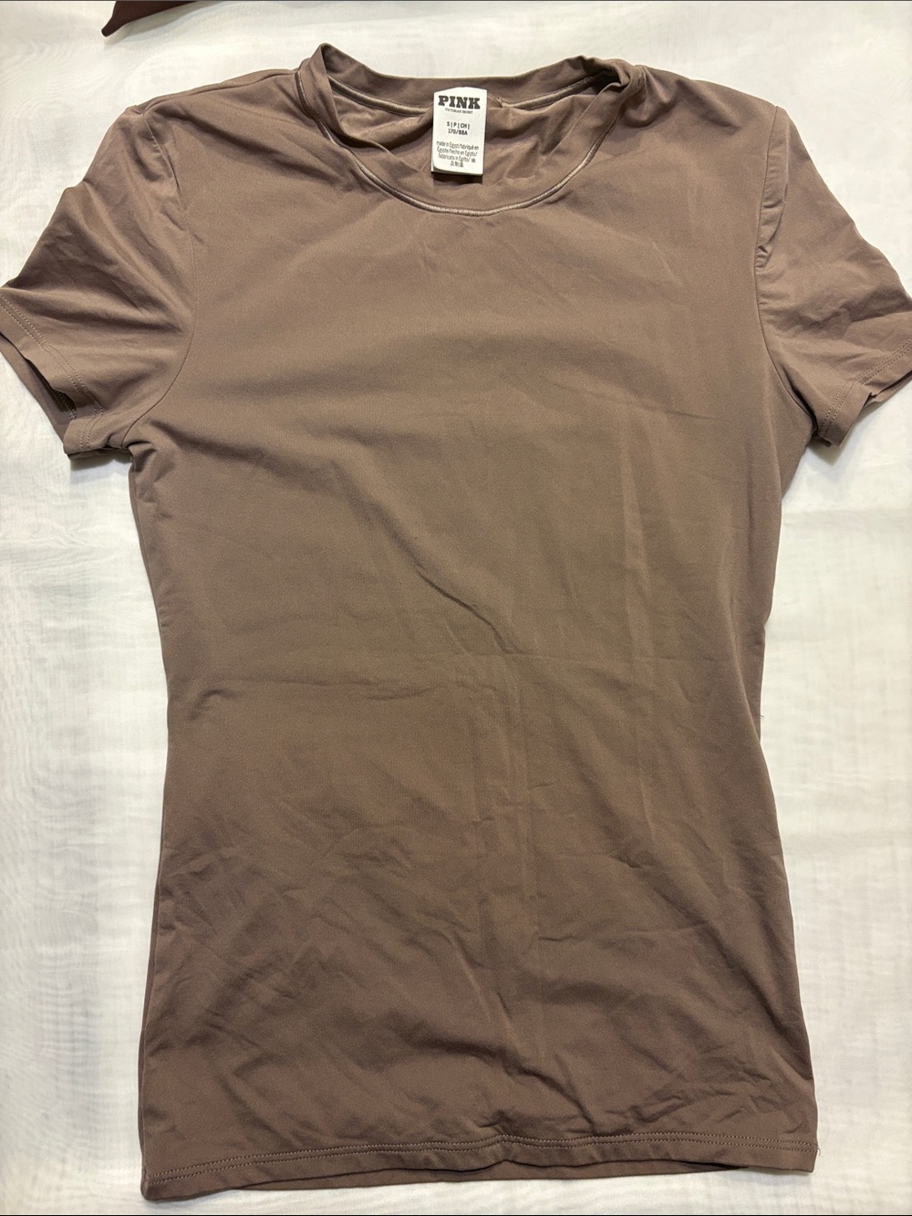 PINK Victoria's Secret Base Stretch Short Sleeve Tee - Iced Coffee